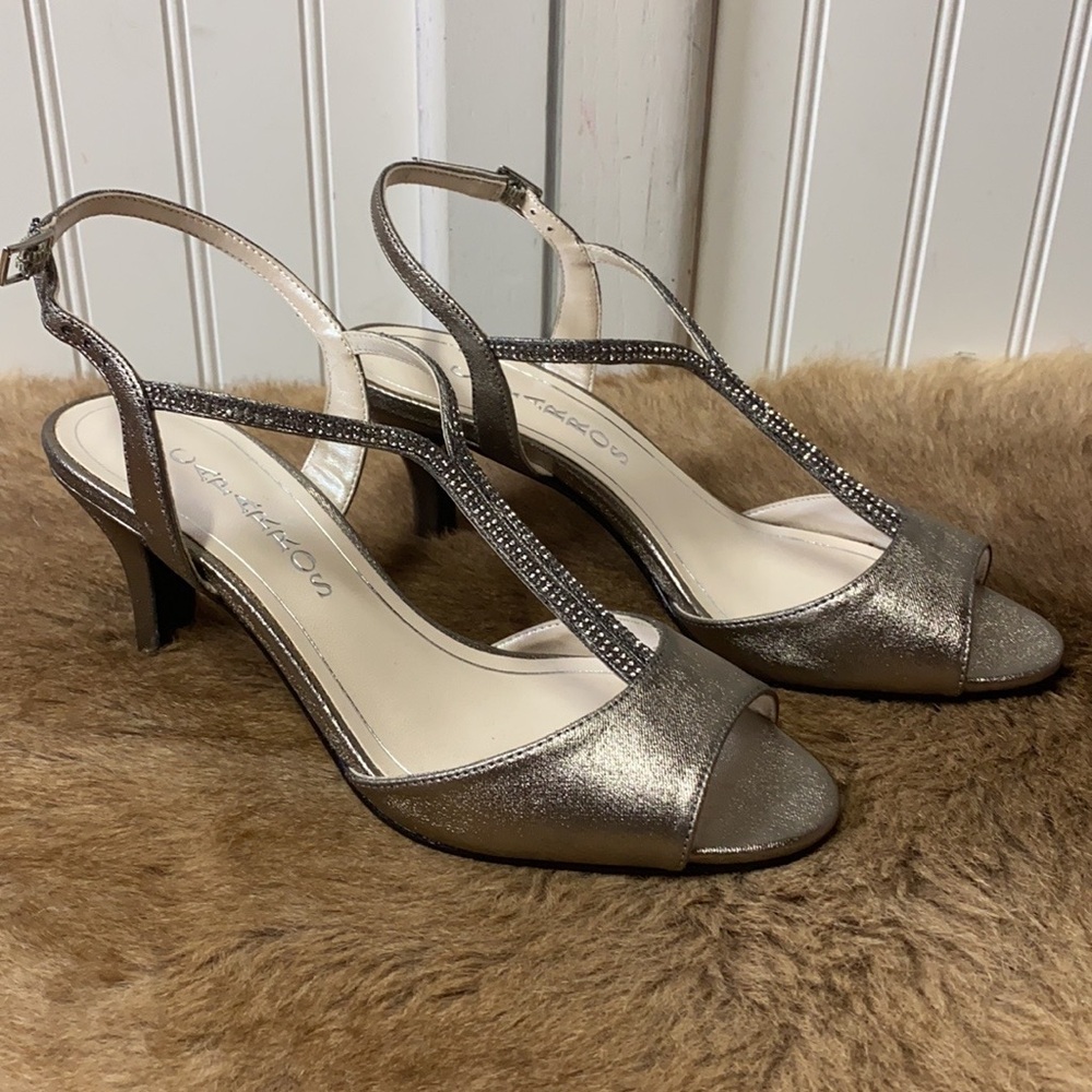 Caparros Rhinestone Bling Strap Heels Shoes 8 NWT Slingback Peep Toe - Picture 4 of 12